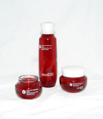 Custom Emulsion Rot Kosmetik Glasflasche und Gläser 130ML 100ML 50ML 30ML